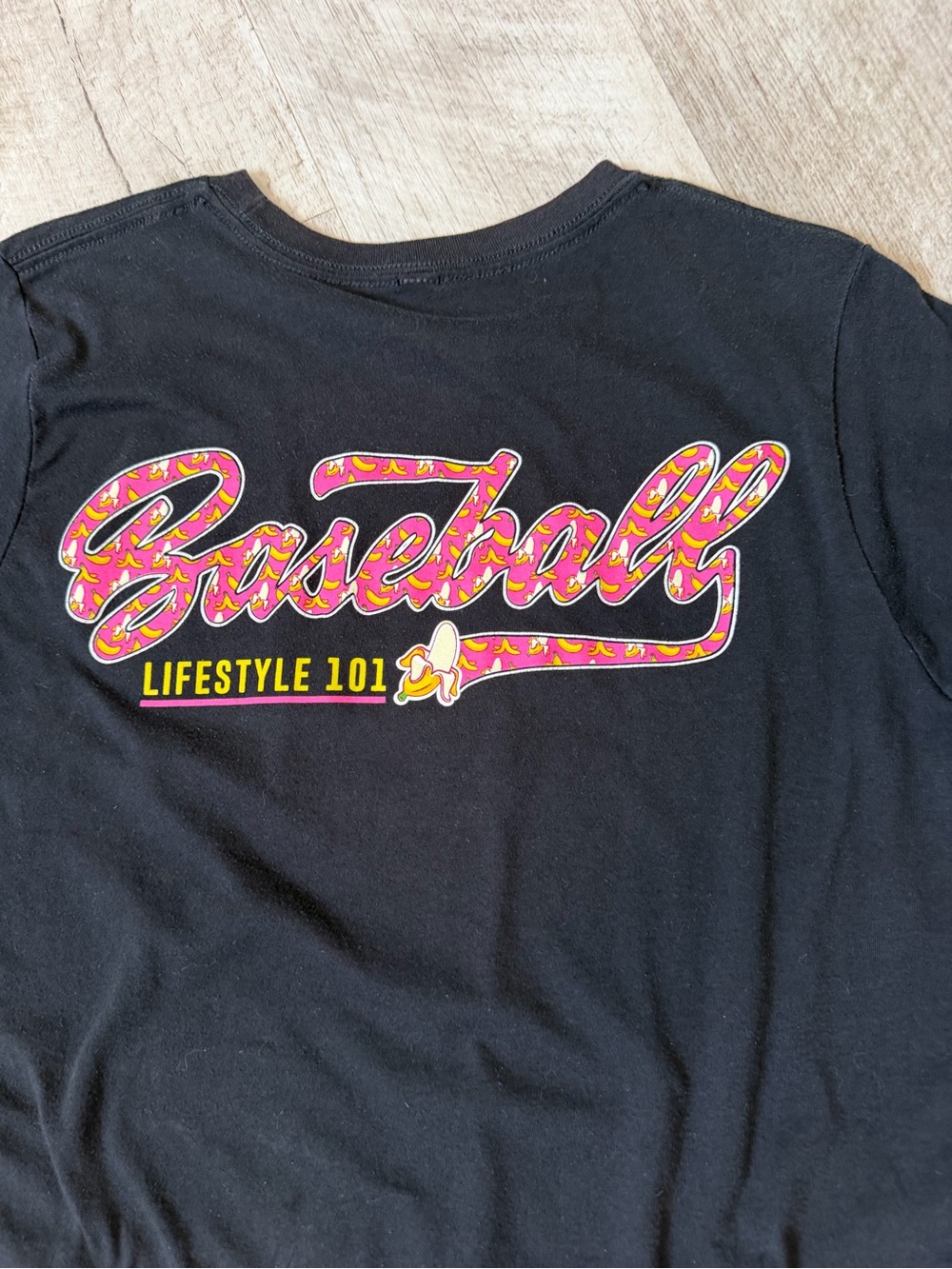 Black Short-Sleeve Tee with Pink & Yellow Badge - Picture 4 of 5
